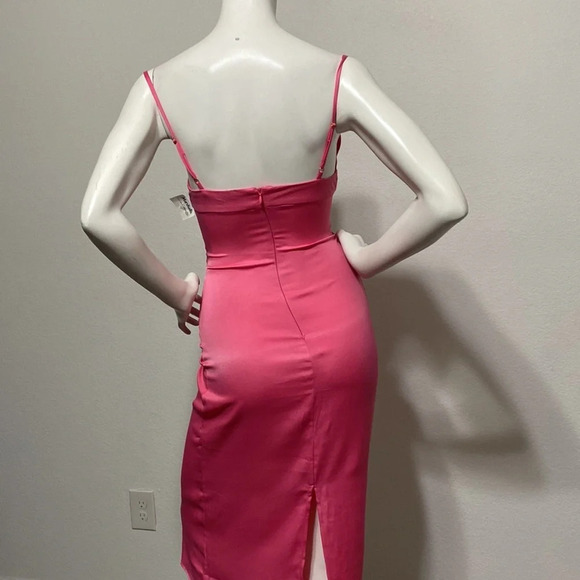 WeWoreWhat NEW 90's Inspired Coquette Indie Sleeze Pink Midi Slip Dress Size 2 - Picture 3 of 11